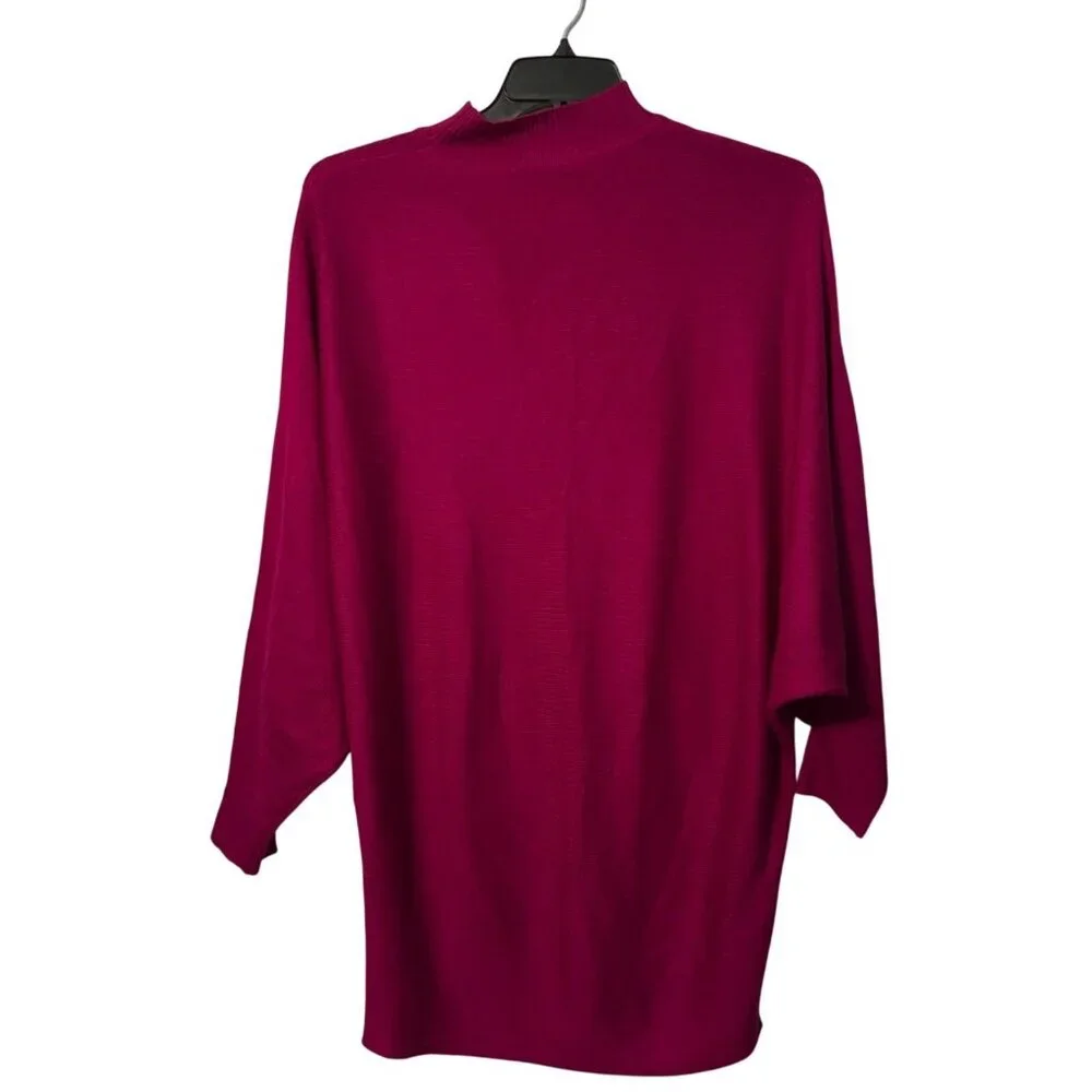 Magenta Mock Neck Batwing Sleeve Knit Dress By Before You Size S 100% Acrylic dr - Picture 9 of 12
